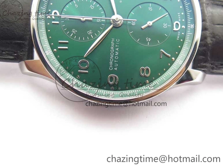 MIROTIME 0410 Elegant Portuguese IW371615 ZF 1:1 Best Edition SS Green Dial on Black Leather Strap A96355 V 7081